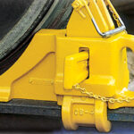 Aldon railroad car block for chocking railcars with wedge