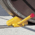 Aldon steel railroad wheel chock, freight railcar