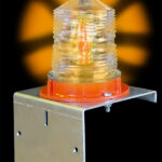 Aldon railroad flashing amber yellow SOLAR light with bolt-on bracket