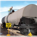 Item #: 4016-01/Item #: 4016-02 Tank Car Wheel Block and Sign In Action