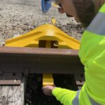 Item #: 4018-04-O "Burlington" Style Freight Car Rerailer (Outside) "Installing Clamp"