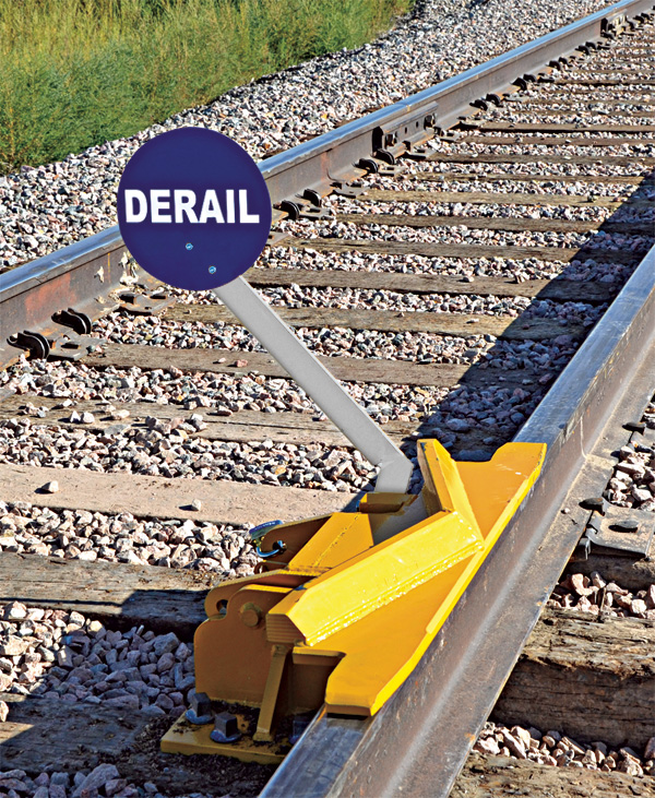 Two-Way Hinged Railroad Derail with Manual Sign Holder (For Locomotives)