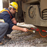 Aldon steel railroad wheel chock, freight railcar