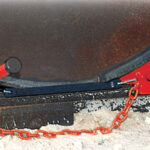 Aldon steel railroad wheel chock, freight railcar