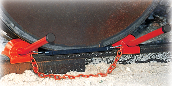 Aldon steel railroad wheel chock, freight railcar